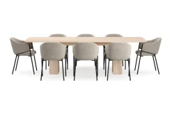 Bark Kopparbo Spisebord 200-260 cm Uttrekkbart med ileggsplate med 8 Filip Spisestoler