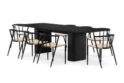 Bark Kopparbo Spisebord 200-260 cm Uttrekkbart med 8 Winston Spisestoler