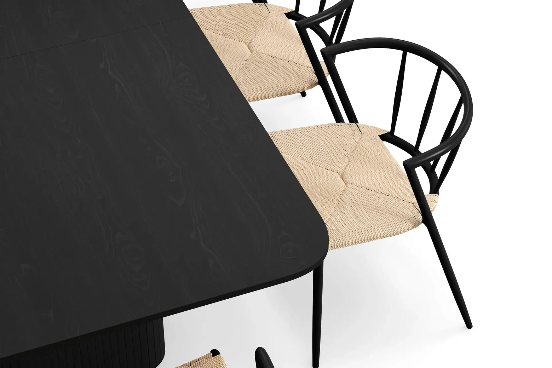 Bark Kopparbo Spisebord 200-260 cm Uttrekkbart med 8 Winston Spisestoler
