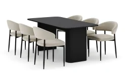 Bark Spisegrupper-Kopparbo Spisebord 180-240 cm Uttrekkbart med 6 Sawako Stoler Svart