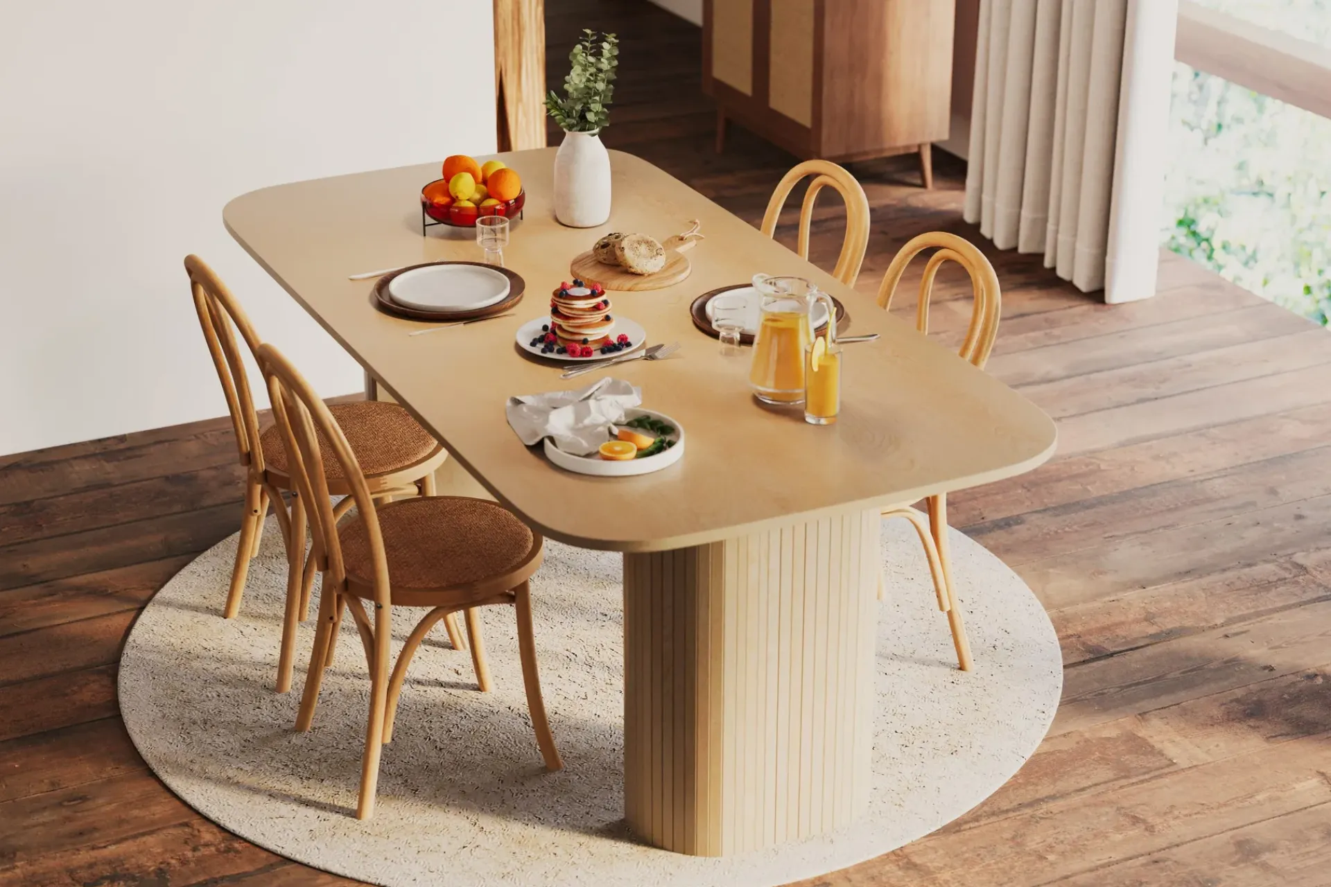 Bark Spisebord & Kjøkkenbord-Kopparbo Spisebord Lyst tre Rektangulært 200 cm Hvit