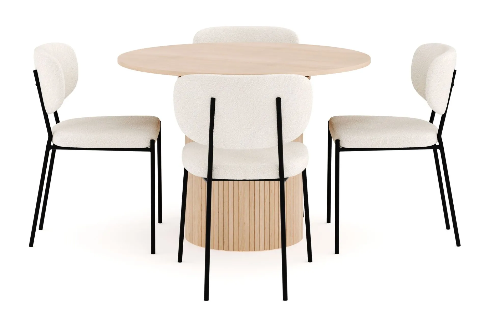 Kopparbo Spisegruppe 106 cm Forlengbar med 4 Gemmiano Spisestoler