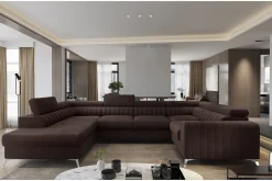 Velour Sofa & Fløyel Sofa-Kotori Hjørnesovesofa m. Sjeselong Brun