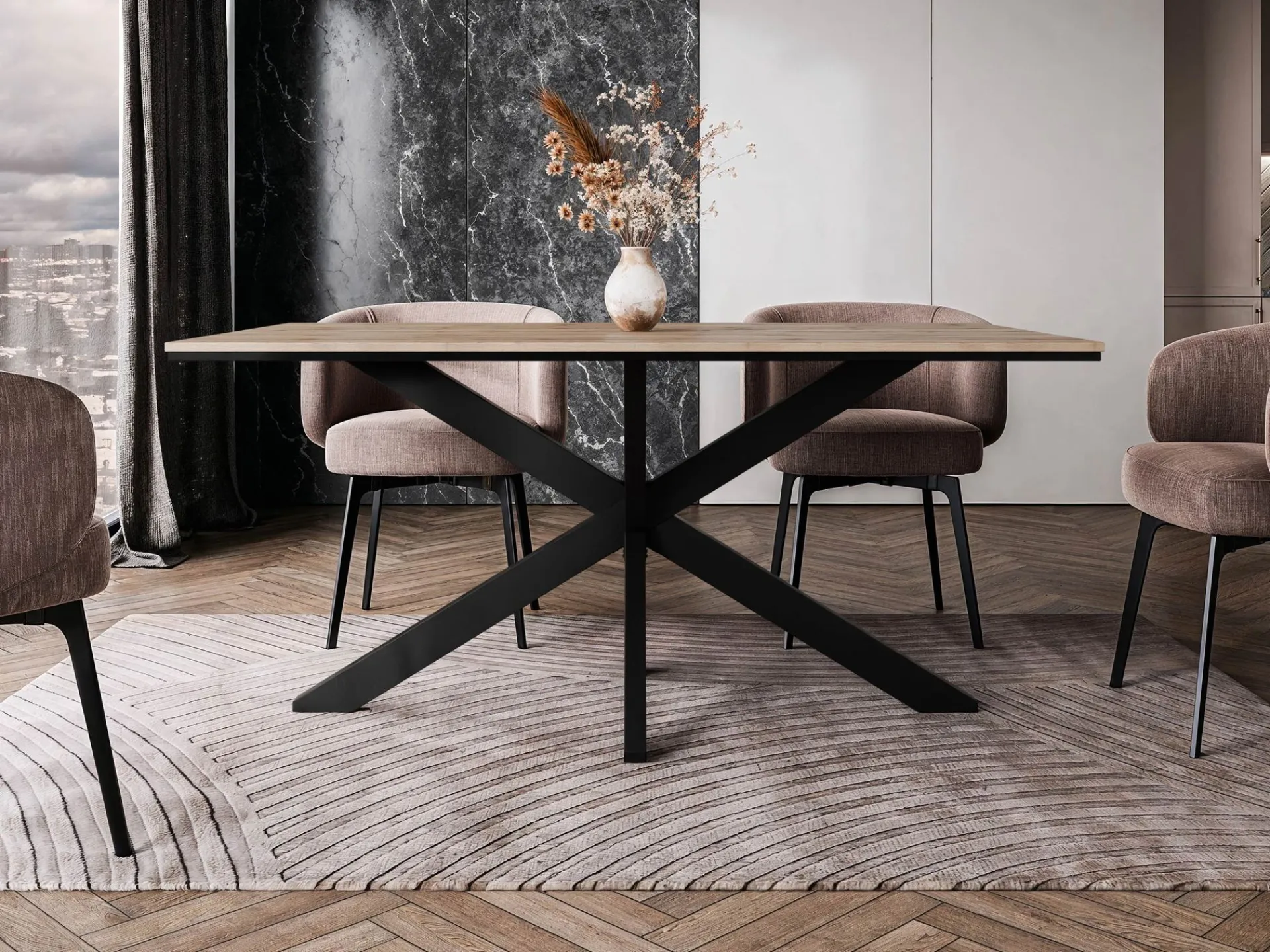 Spisebord & Kjøkkenbord-Kovrel Spisebord 160 cm Rektangulær Svart,Brun