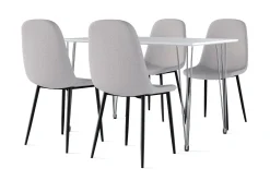 Scandinavian Choice Kronblom Spisebord 120 cm + 4 stk Nibe stol grå med svarte ben