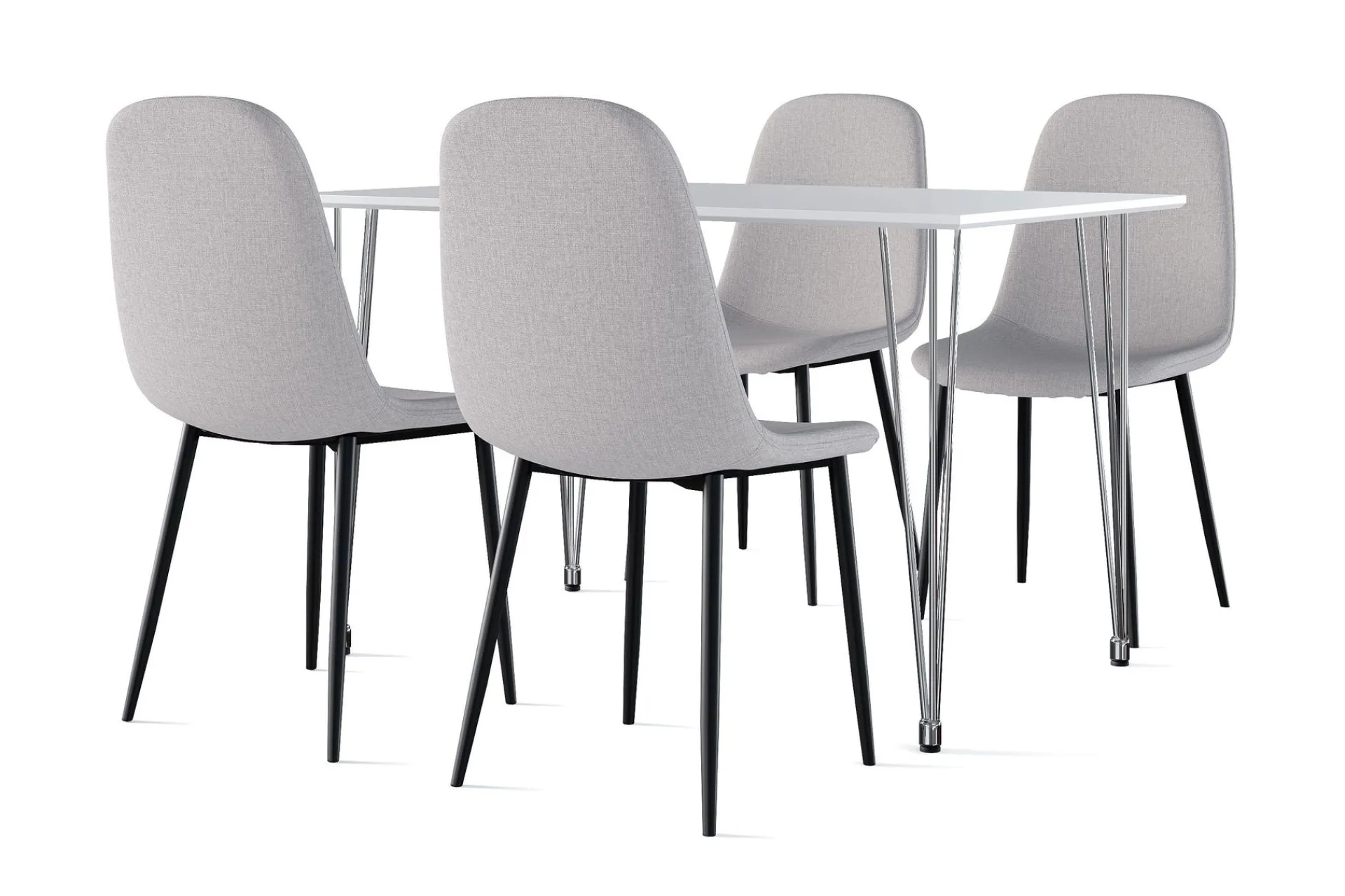 Scandinavian Choice Kronblom Spisebord 120 cm + 4 stk Nibe stol grå med svarte ben