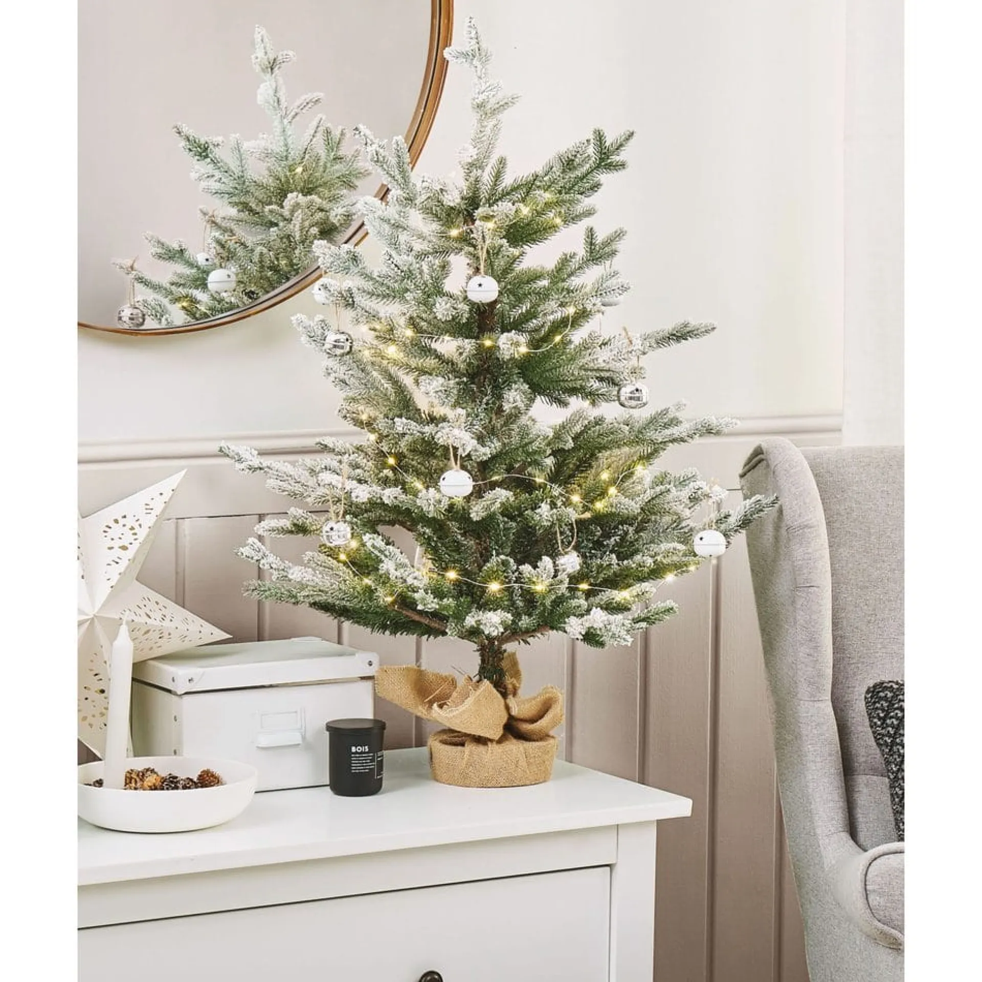 Julepynt & Juledekorasjon-Kunstig Snødekket Juletre Ringrose Grønn,Hvit,Beige