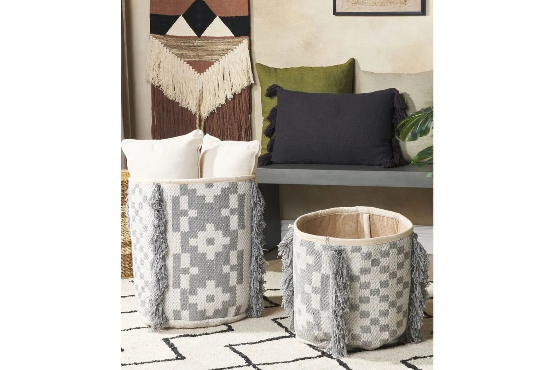 Kurver-Kurv Kalai sett av 2 Grey,Offwhite