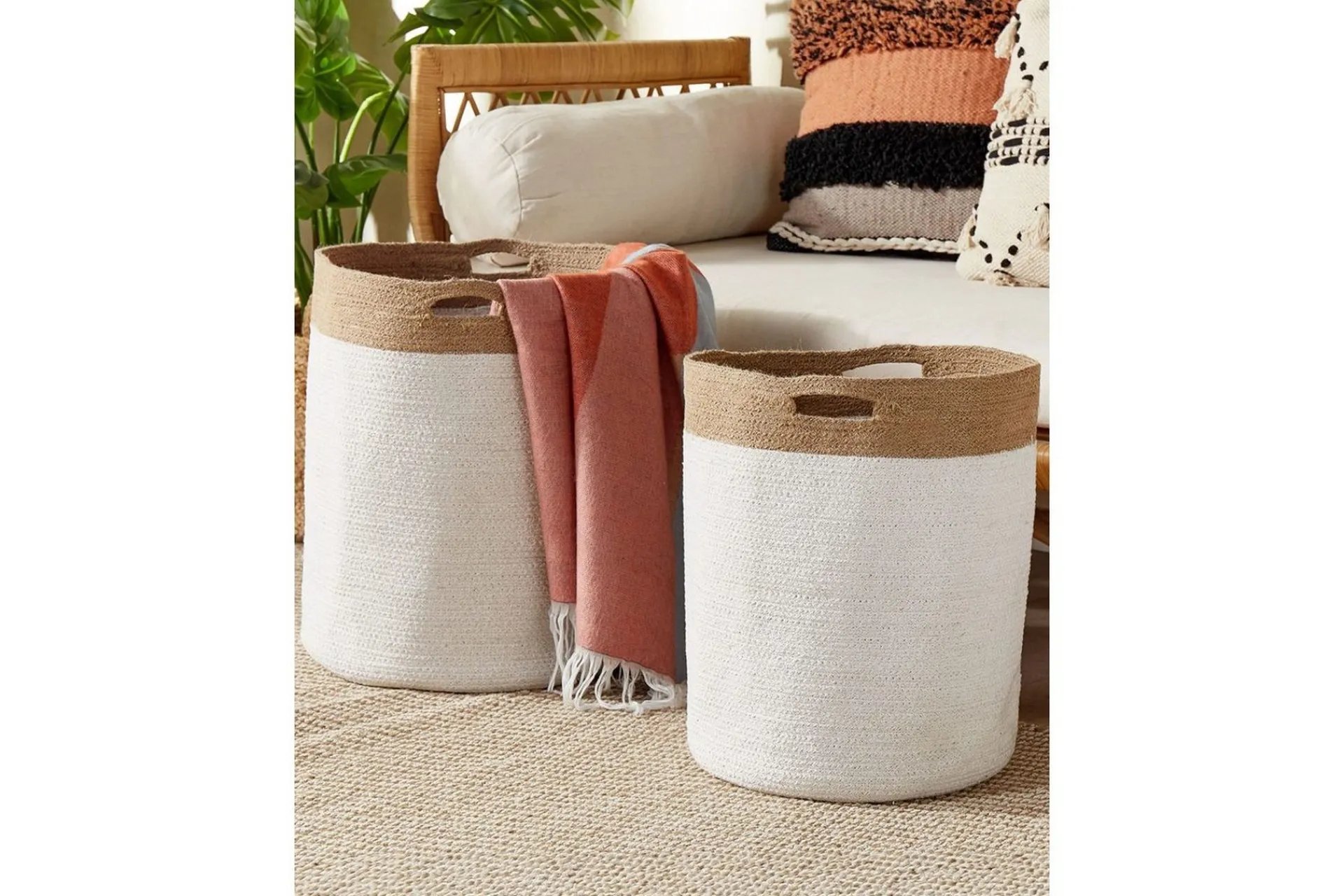 Kurver-Kurv Kardh sett av 2 Hvit,Beige