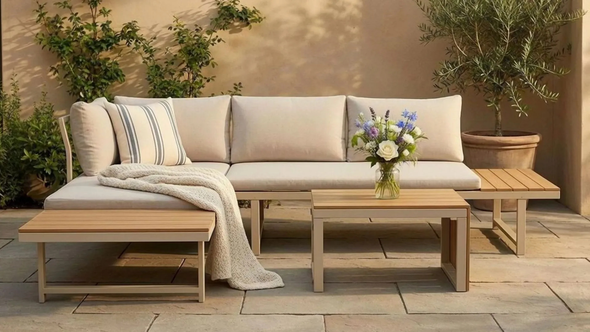 Comfort Garden Lainelle 4-seters sofagruppe for altan og terrasse med puter
