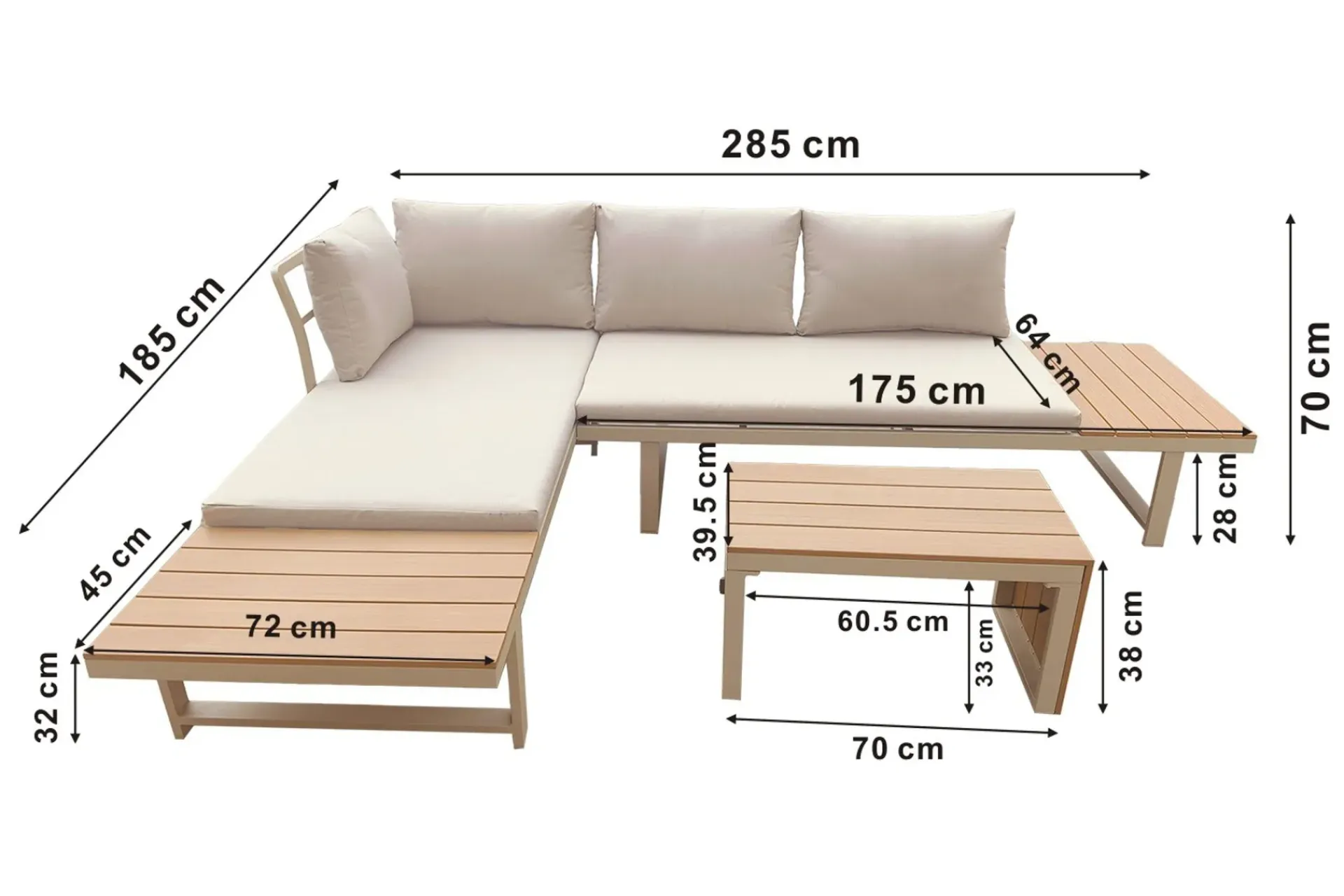 Comfort Garden Lainelle 4-seters sofagruppe for altan og terrasse med puter