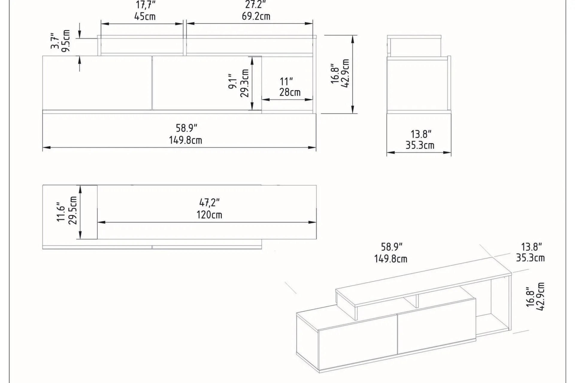 Lameyze Tv-benk 150 cm
