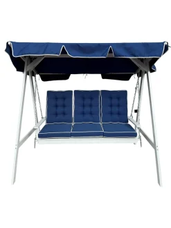 KWA Hammocker|Hengekøye-Landet Hammock Gyngesofa med tak i akasie tre inkludert puter 195x125x159 Hvit