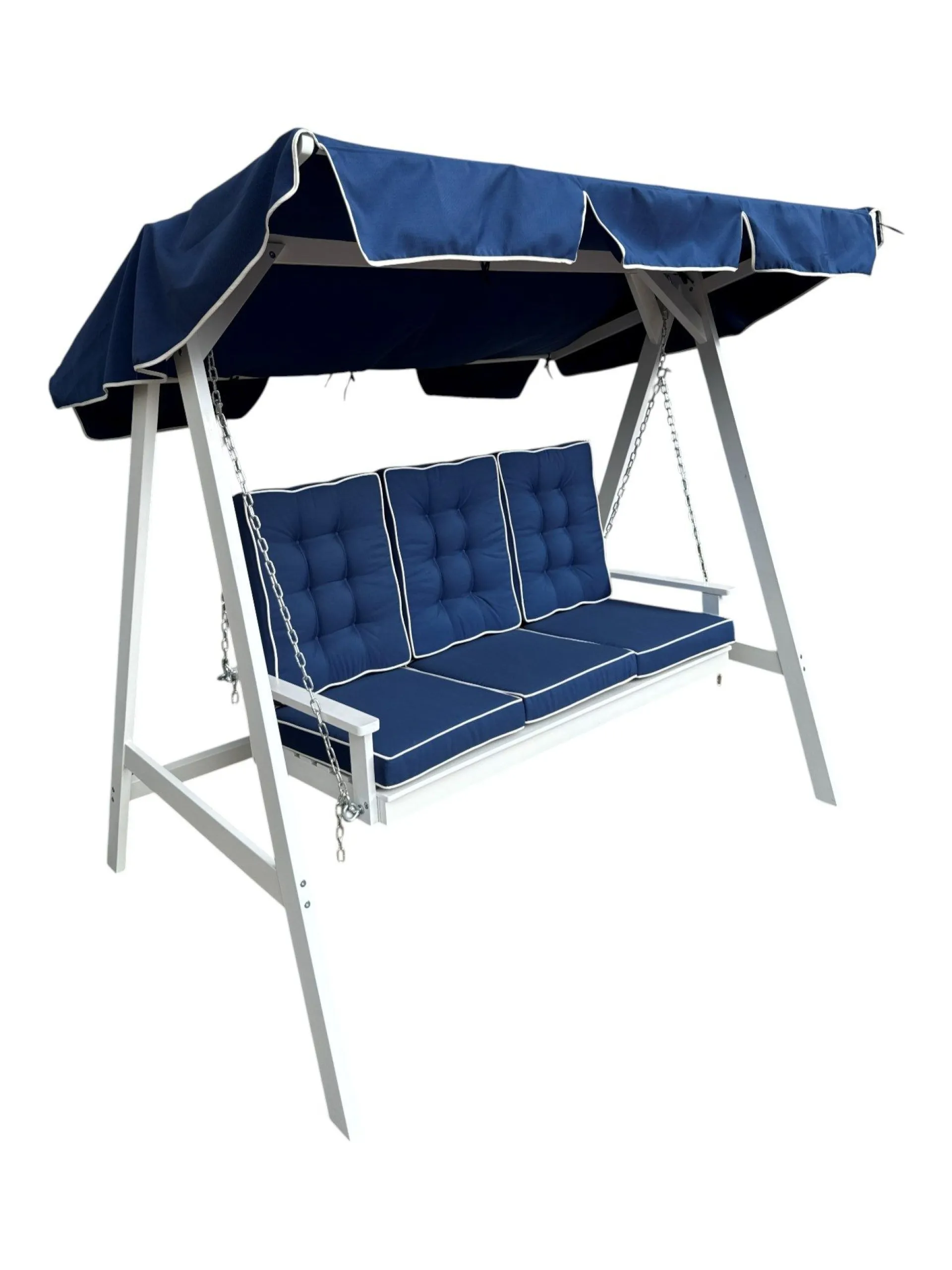 KWA Hammocker|Hengekøye-Landet Hammock Gyngesofa med tak i akasie tre inkludert puter 195x125x159 Hvit