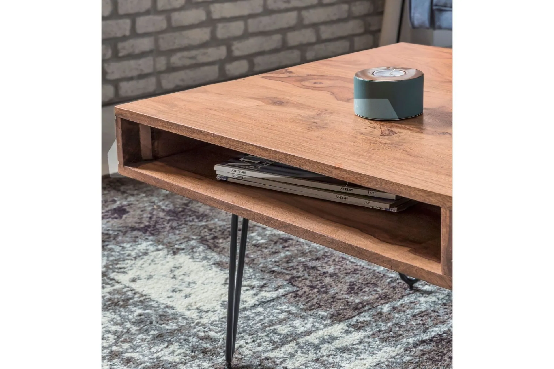 Wohnling Langner Sofabord 60 cm med Oppbevaring 2 Skuffer + Hyller