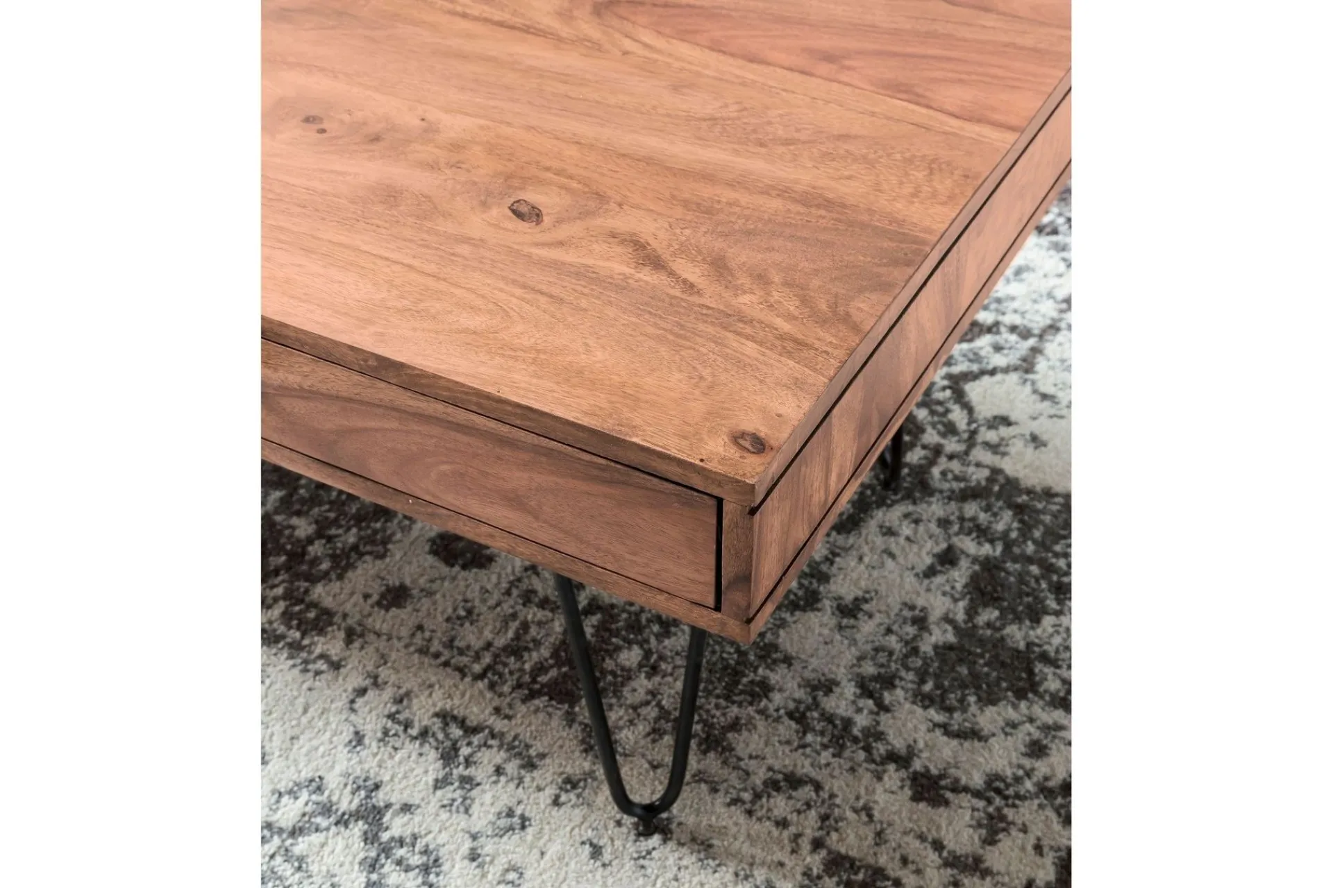 Wohnling Langner Sofabord 60 cm med Oppbevaring 2 Skuffer + Hyller