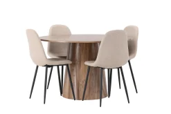 Venture Home Spisegrupper-Lanzo Matgruppe 120 cm Rund med 4 Polar Stoler Natur