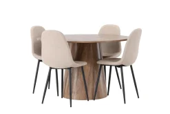 Venture Home Spisegrupper-Lanzo Matgruppe 120 cm Rund med 4 Polar Stoler Natur