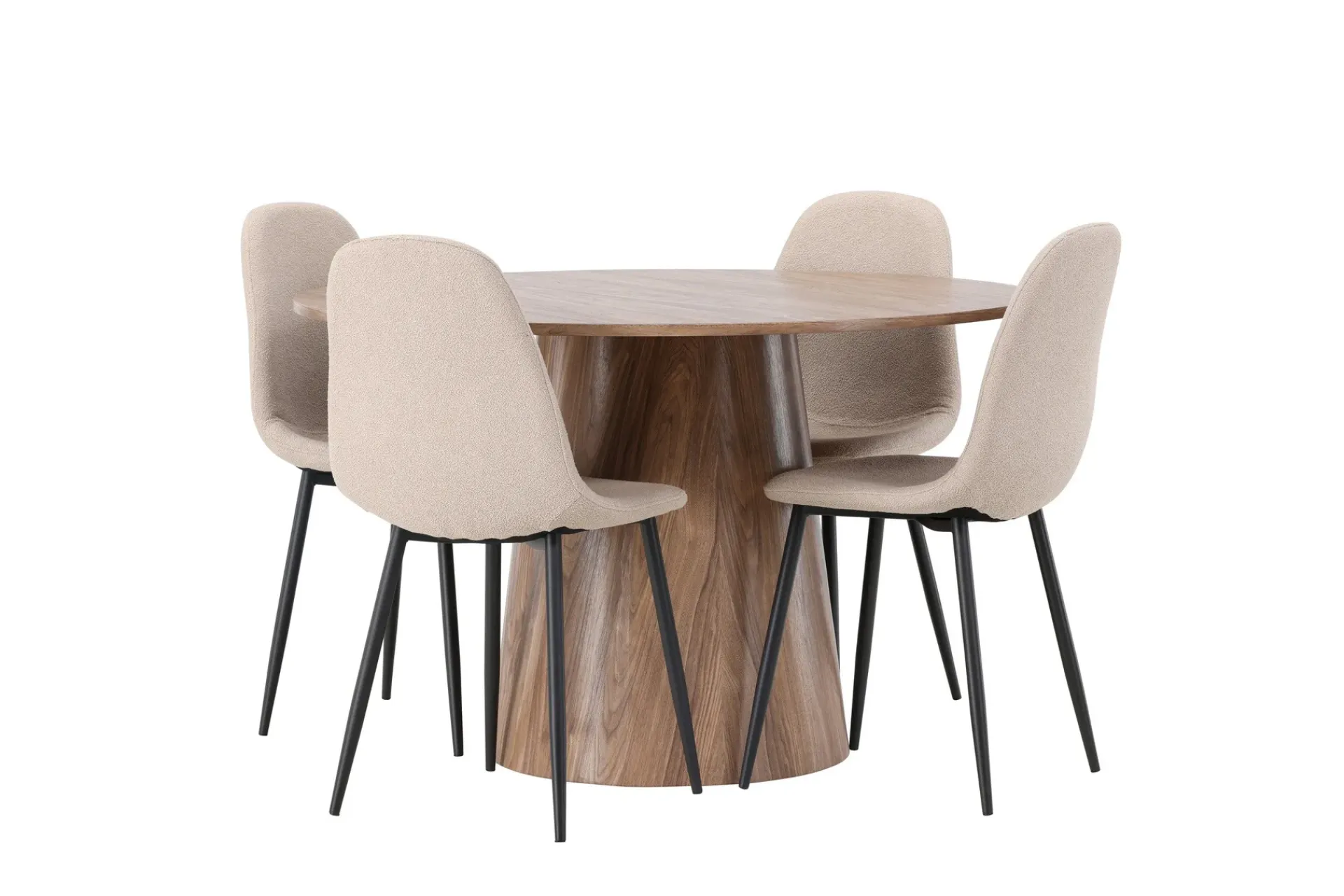 Venture Home Spisegrupper-Lanzo Matgruppe 120 cm Rund med 4 Polar Stoler Natur