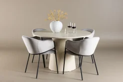 Venture Home Spisegrupper-Lanzo Spisegruppe 120 cm Rund med 4 Evelina stoler White wash/Grå/Svart