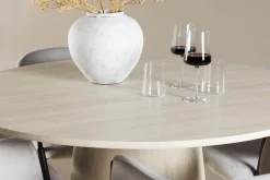 Venture Home Spisegrupper-Lanzo Spisegruppe 120 cm Rund med 4 Evelina stoler White wash/Grå/Svart