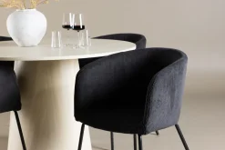 Venture Home Spisegrupper-Lanzo Spisegruppe 120 cm Rund med 4 Berit stoler White wash/Svart/Svart
