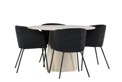 Venture Home Spisegrupper-Lanzo Spisegruppe 120 cm Rund med 4 Berit stoler White wash/Svart/Svart
