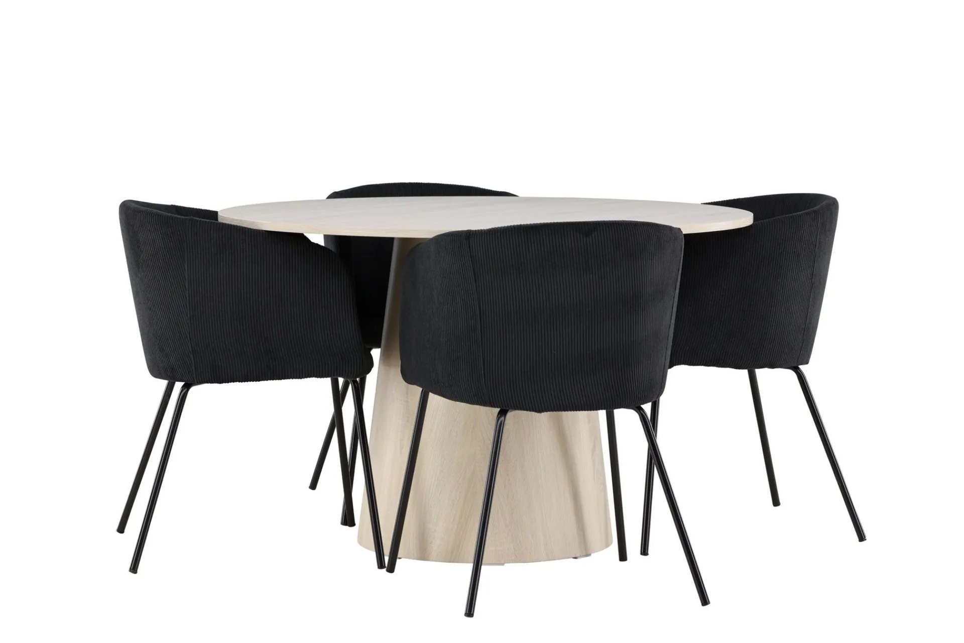 Venture Home Spisegrupper-Lanzo Spisegruppe 120 cm Rund med 4 Berit stoler White wash/Svart/Svart