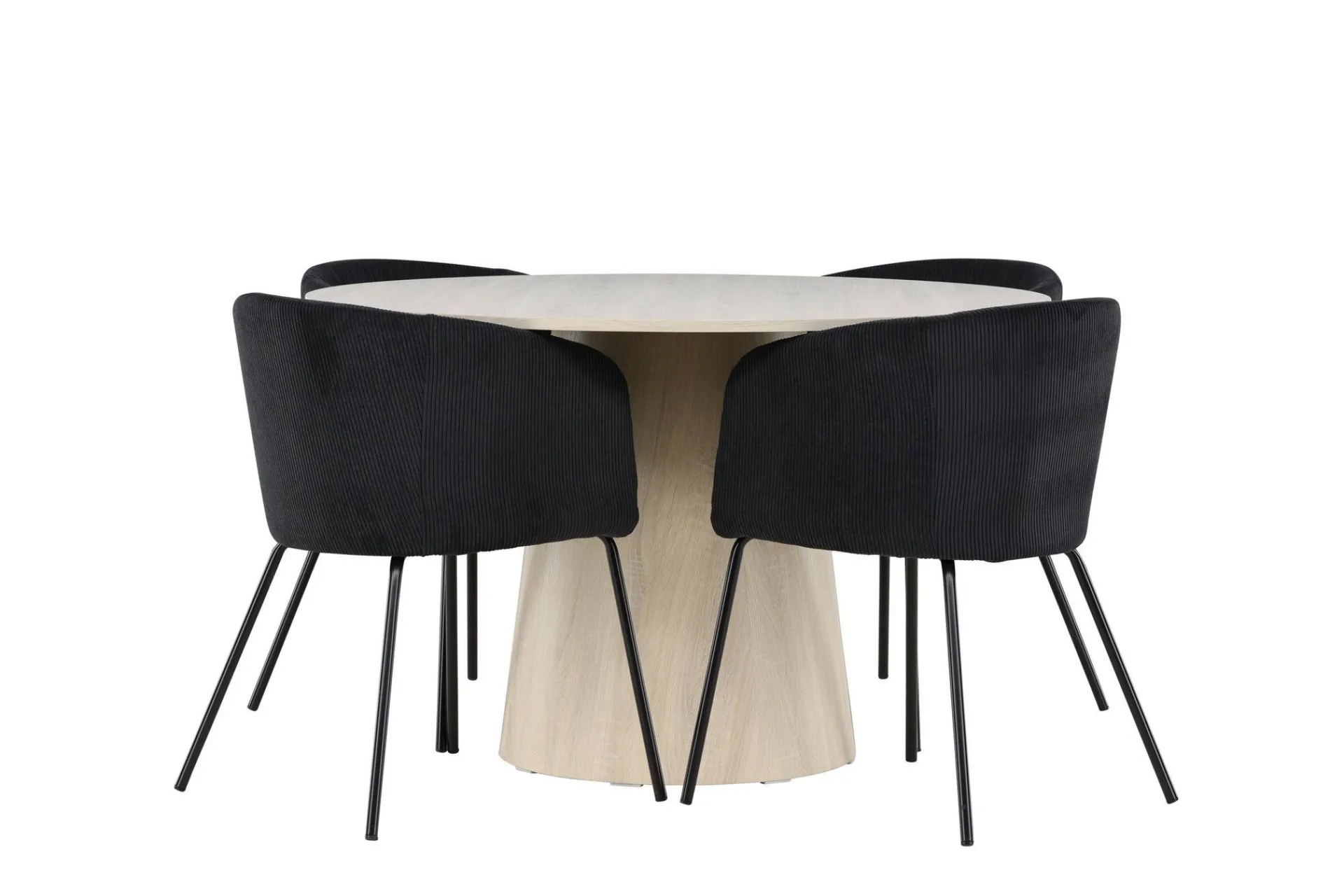 Venture Home Spisegrupper-Lanzo Spisegruppe 120 cm Rund med 4 Berit stoler White wash/Svart/Svart