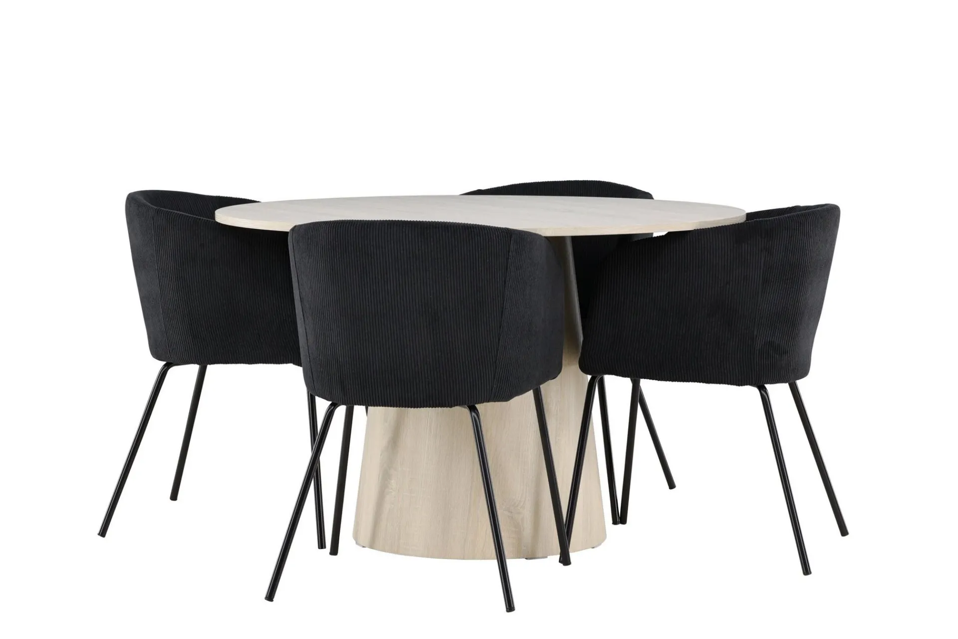 Venture Home Spisegrupper-Lanzo Spisegruppe 120 cm Rund med 4 Berit stoler White wash/Svart/Svart