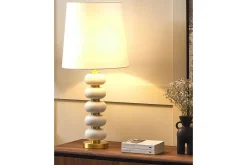 Bordlampe|Vinduslampe-Laros Bordlampe 80 cm E27 Hvit,Gull