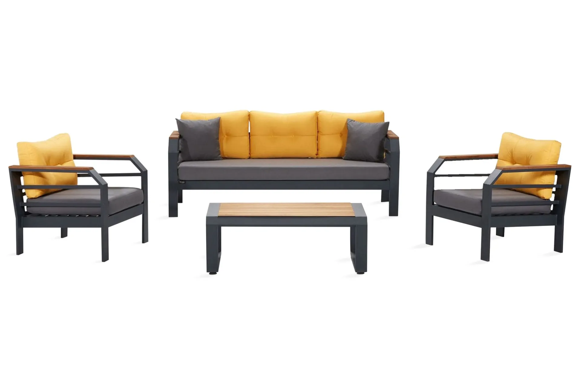 Lassento Cafésett 197 cm + 3-seters Sofa + 2 Lenestoler