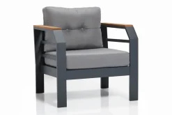 Cafesett|Balkonggrupper-Lassento Cafésett 137 cm + 2-seters Sofa + 2 Lenestoler Svart,Grey