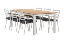 deNoord Spisegrupper Hage-Las Vegas Spisegruppe 220-280 cm + 6 Olivenenr Spisestoler Hvit