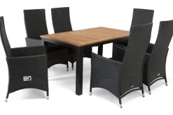 Comfort Garden Spisegrupper Hage-Las Vegas Spisegruppe 152-210+6 Jenny Regulerbare Stoler Brun,Svart