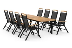 deNoord Spisegrupper Hage-Las Vegas Spisegruppe 220-280+8 Posisjonsstoler Lyx Brun,Svart