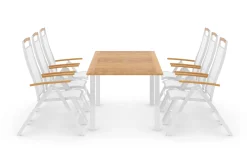 deNoord Spisegrupper Hage|Cafesett-Las Vegas Spisegruppe 152-210+6 Posisjonsstoler Lyx Hvit