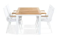 deNoord Spisegrupper Hage-Las Vegas Spisegruppe 152-210x90 + 4 Karmstoler Hvit,Beige