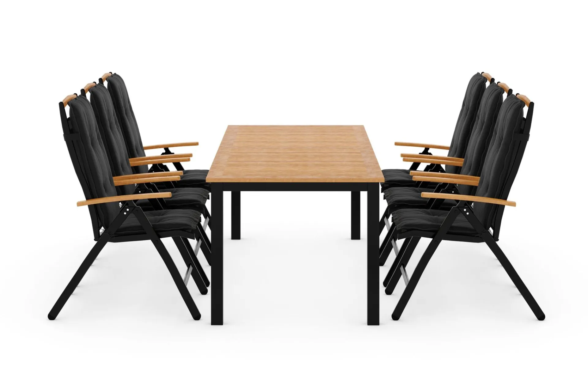 deNoord Spisegrupper Hage-Las Vegas Spisegruppe 220-280x100 + 6 Stoler m Pute Svart,Natur
