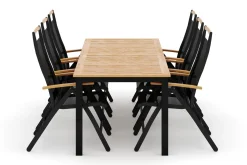 deNoord Spisegrupper Hage-Las Vegas utendørs spisegruppe, uttrekkbar 220x280x100 cm med 6 Las Vegas regulerbare stoler