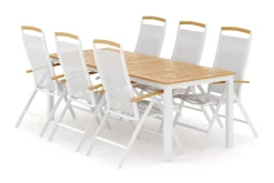 deNoord Spisegrupper Hage-Las Vegas utendørs spisegruppe, uttrekkbar 220x280x100 cm med 6 Las Vegas regulerbare stoler