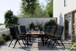 deNoord Loungebord & Sofabord Utendørs-Las Vegas Uttrekkbart Spisebord 152-210x90 cm Svart/Natur