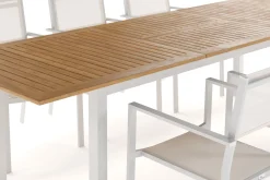 Comfort Garden Spisegrupper Hage-Las Vegas Uttrekkbart Spisebord 220-280 cm med 6 Las Vegas Armstoler Natur,Hvit
