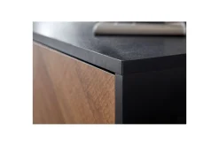 Wohnling Mediestativ & Veggfeste-Lavbord Eikentre foliert med 2 dører oppbevaringsbrett metallben landlig stil Mörkbrun,Svart