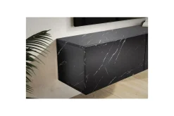 Wohnling Mediestativ & Veggfeste-Lavbord Foliert oppheng med klaffdør Moderne Marmor, , 120 cm Svart
