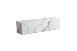 Wohnling Tv-Hylle-Lavbord Foliert oppheng med klaffdør Moderne Marmor, , 120 cm Hvit