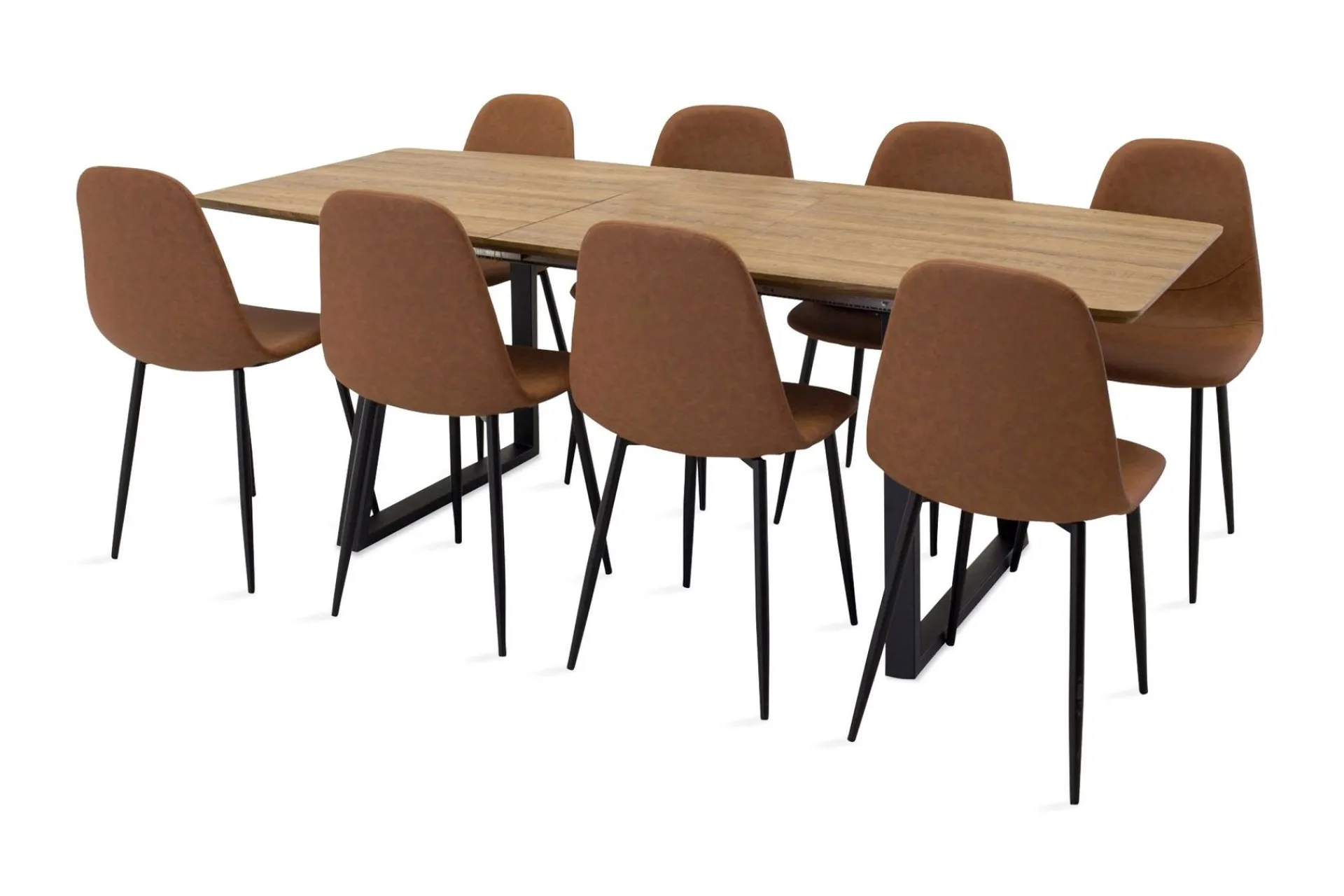 Venture Home Spisegrupper-Leah Forlengningsbar Spisegruppe med 8 Pontus Stoler Brun,Beige
