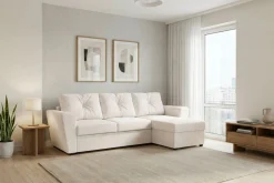 Basic Home Sovesofaer-Leia 3-seters vendbar sovesofa med sjeselong og oppbevaring Beige