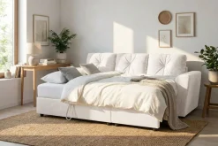 Basic Home Sovesofaer-Leia 3-seters vendbar sovesofa med sjeselong og oppbevaring Beige