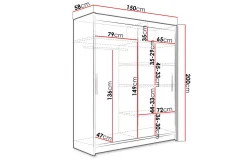 Garderober & Garderobesystem-Leila Garderobe 150 cm Skyvedører Hvit